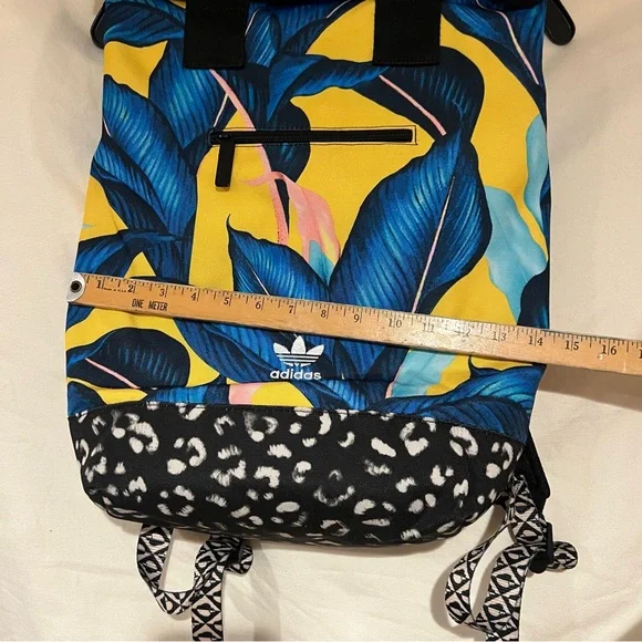 Adidas Blue and Yellow Tropical Print Backpack - Picture 7 of 11